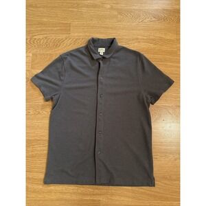 J‎ Crew Sweater Men's Large Gray Short Sleeve Button Front Polo Cardigan Knit
